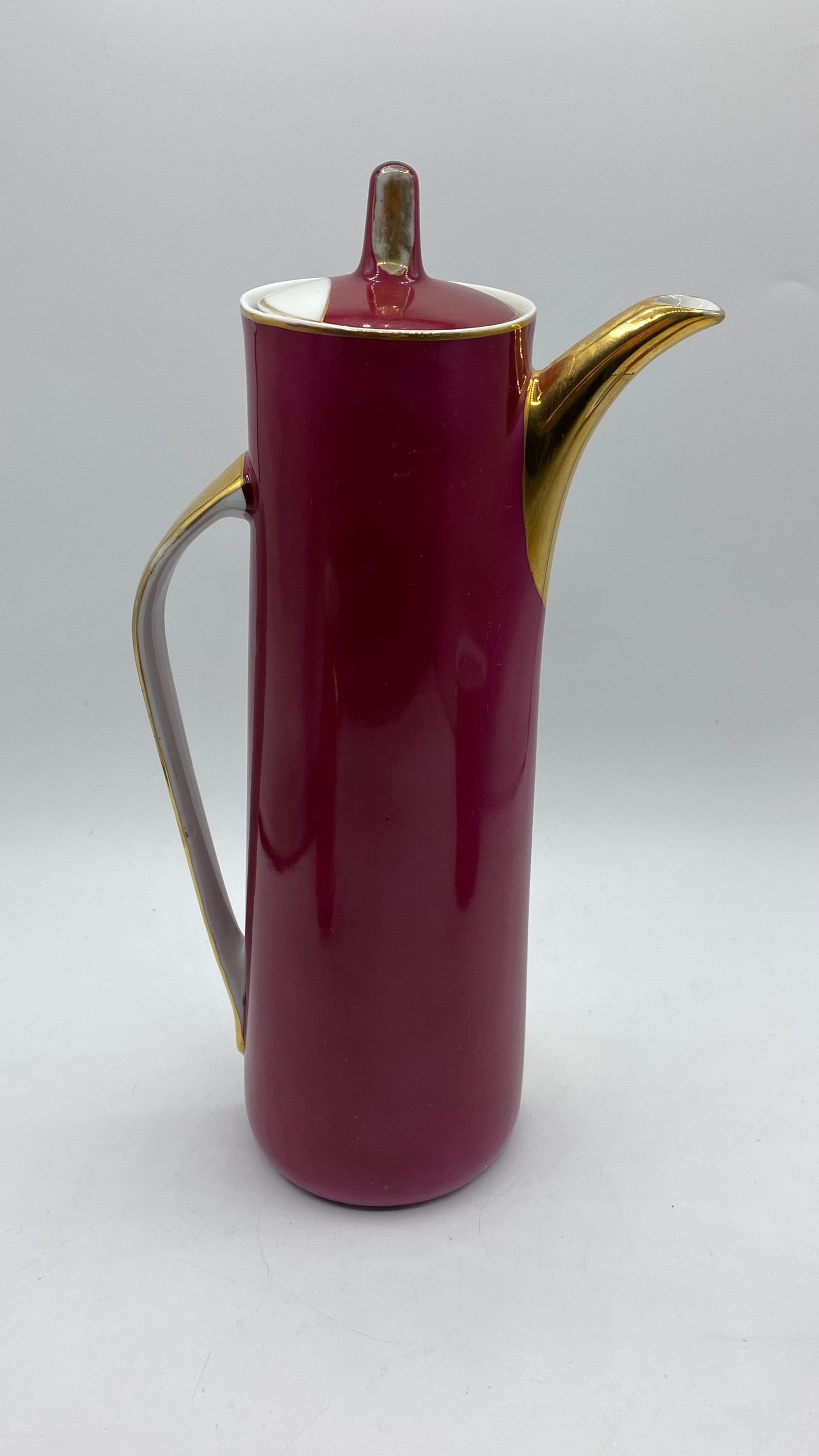 ミッドセンチュリー チミエロフ磁器コーヒーポットセット：ピンクと白