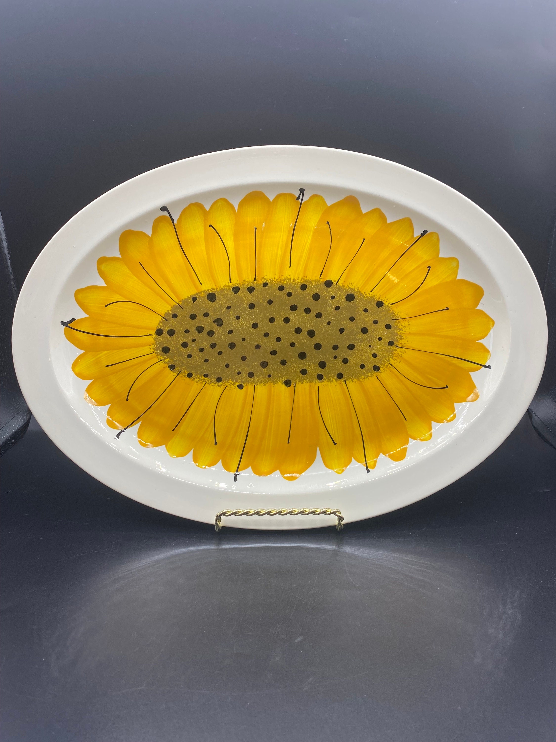 Vintage 1960's Neumann Sunflowers Platter Jamaican Pottery