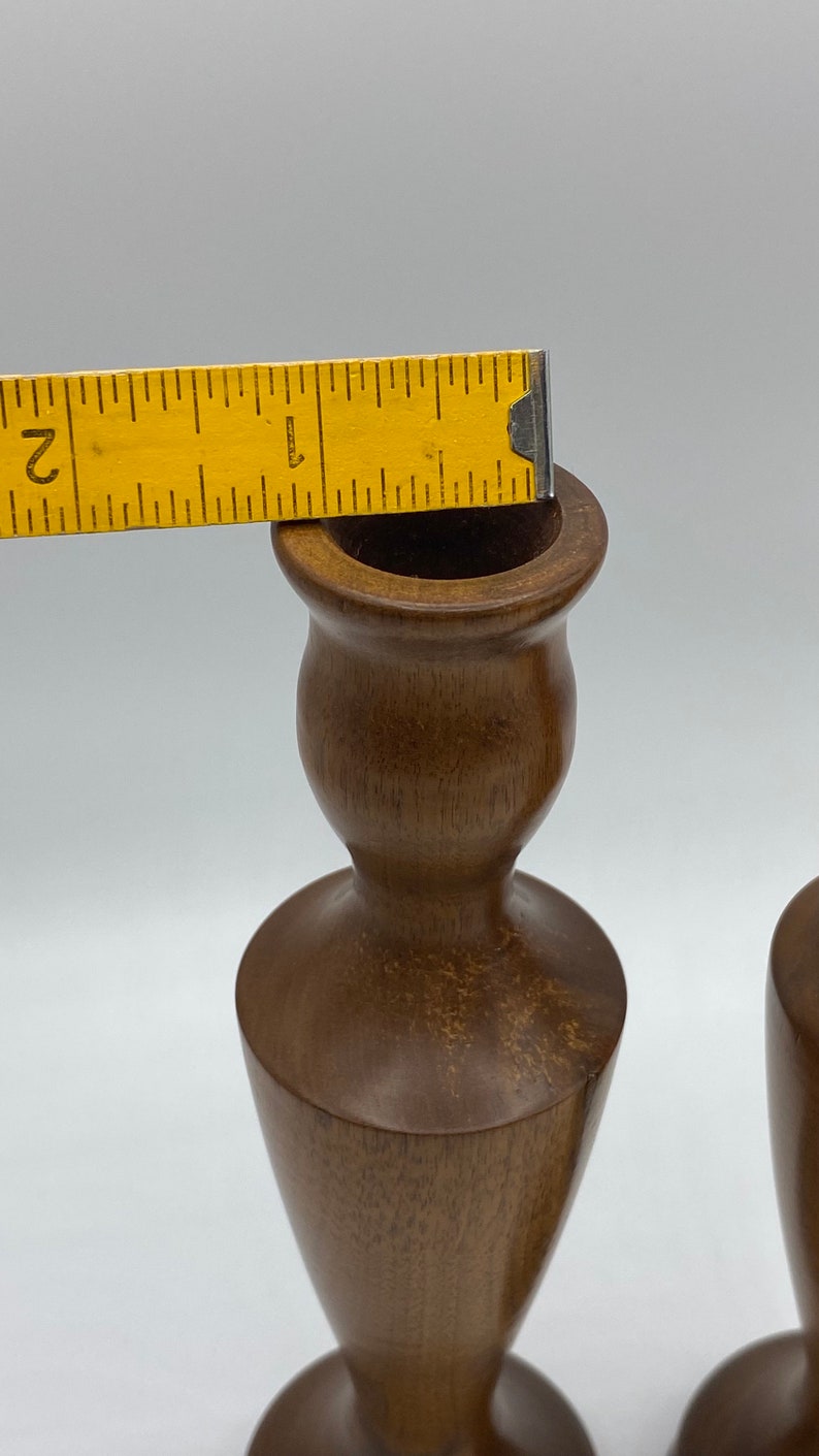 Vintage MCM Turned Wood Candle Stick Holders Artist Signed Set of 2 - Etsy