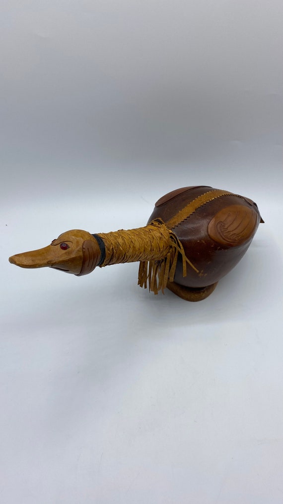1970s Italian Leather Duck Decanter HTF Housewares
