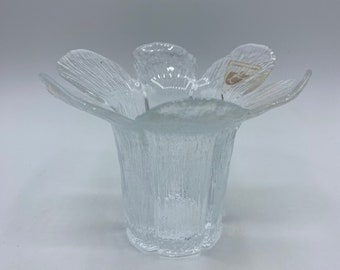 Bougeoir votif pétale de fleur en verre transparent texturé, style scandinave en verre texturé forme pétale Lyric Canada