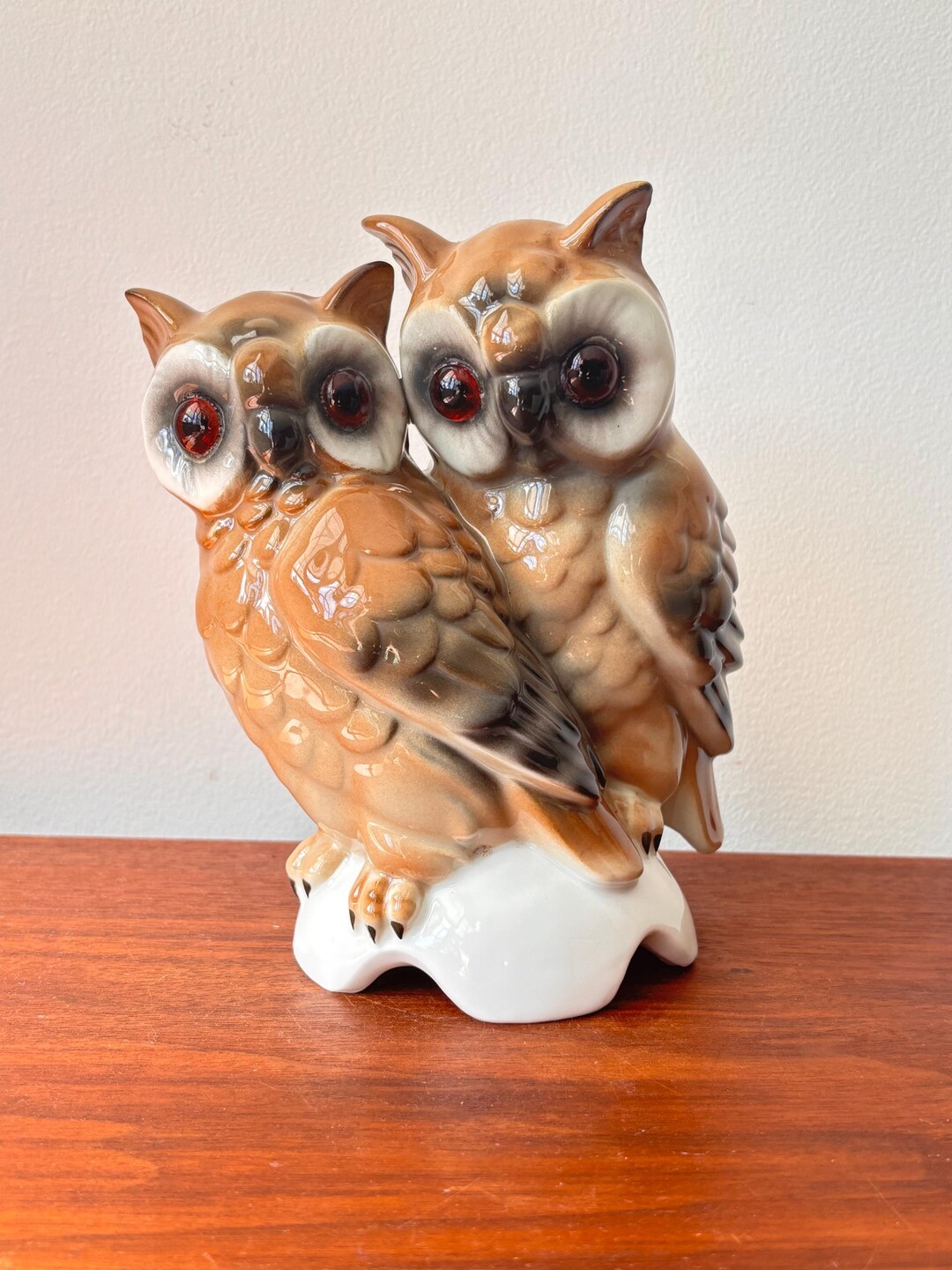 Vintage MCM Gerold Porzellan Pair of Horned Owl Birds Figurine