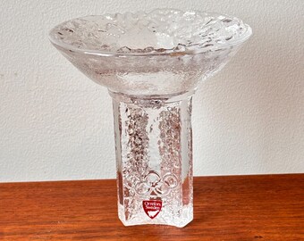 Vintage Orrefors Sweden Olympic Glass Votive Lars Hellsten 1984 “Torch” Tealight Holder