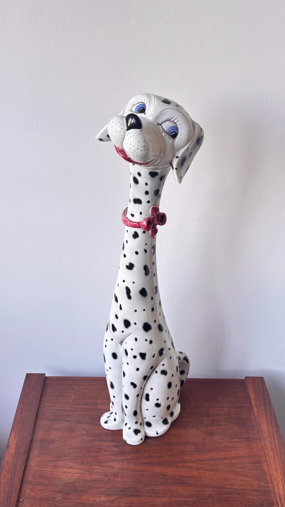ヴィンテージ 手描き イタリア製 陶器 ダルメシアン犬像 - 23インチ