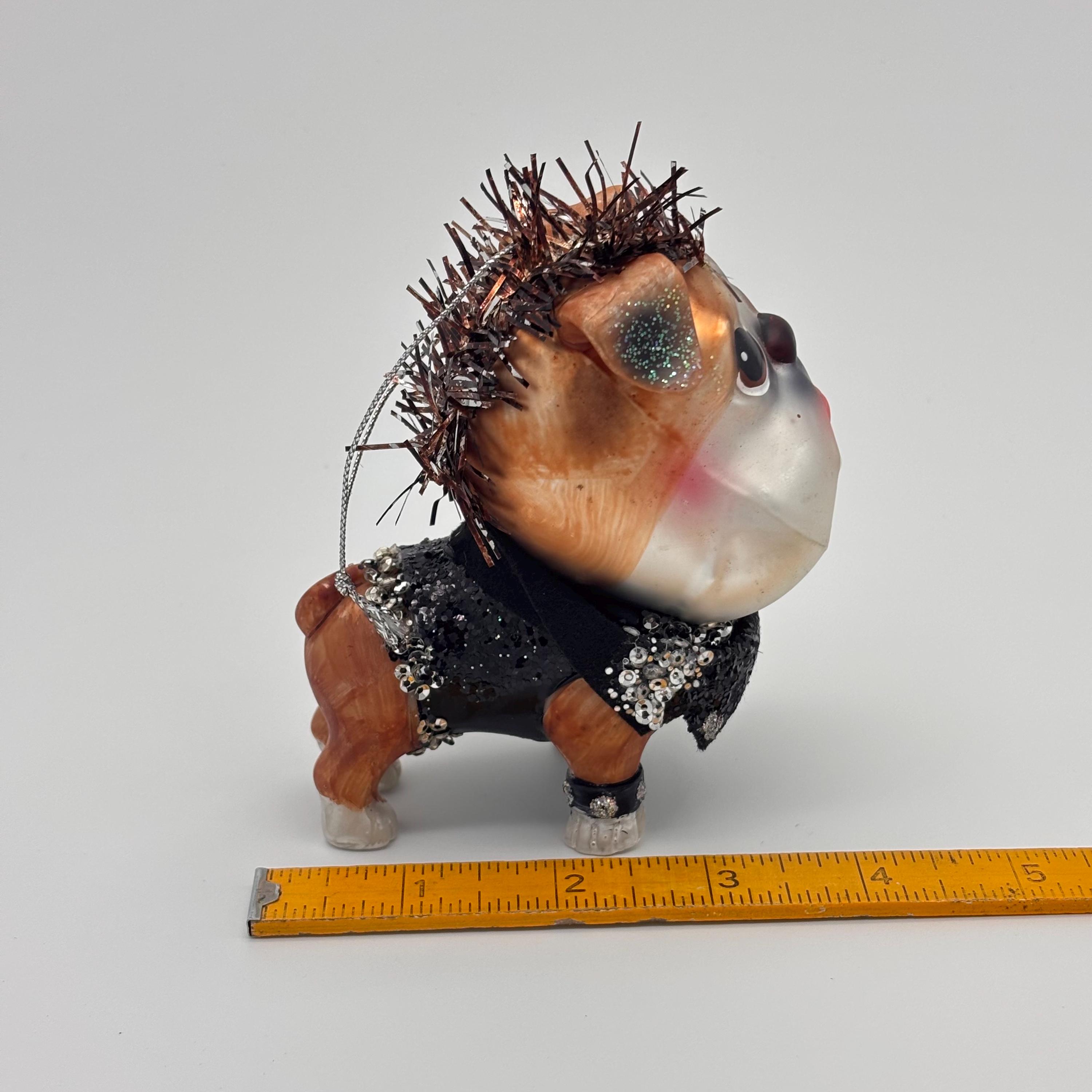 Vintage Handpainted Bulldog Glass Ornament: Christmas Tree Decor