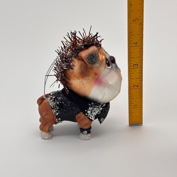 Vintage Handpainted Bulldog Glass Ornament: Christmas Tree Decor