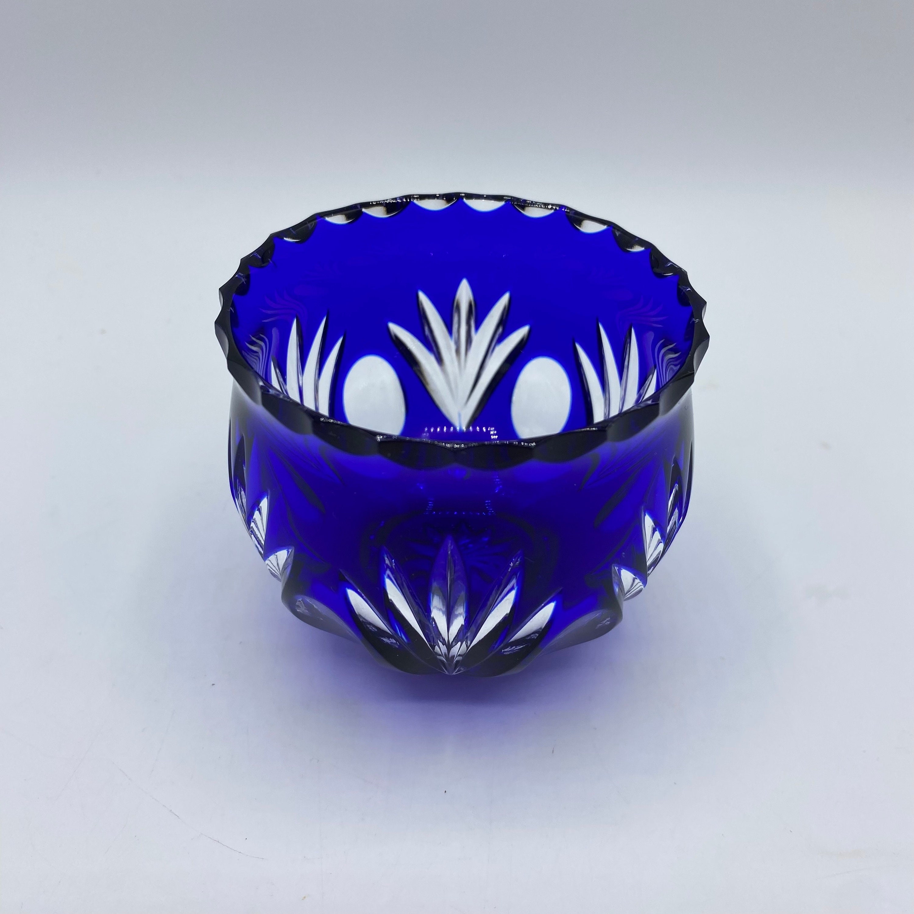 ヴィンテージ ボヘミアン コバルトブルー カット クリア クリスタル