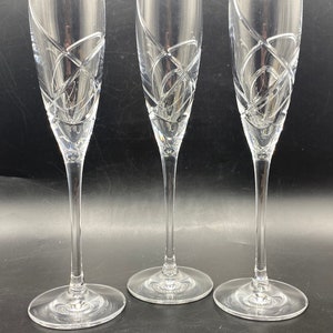 L by Lenox Adoration Contemporary Crystal Fluted Champagne 10.25” Glasses Set of 3
