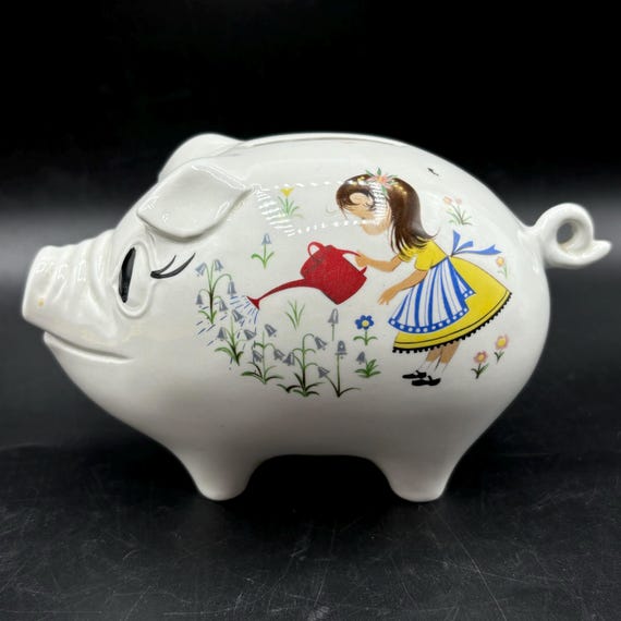 ヴィンテージ ジェームズ・ケント貯金箱：1960年代の童謡風装飾