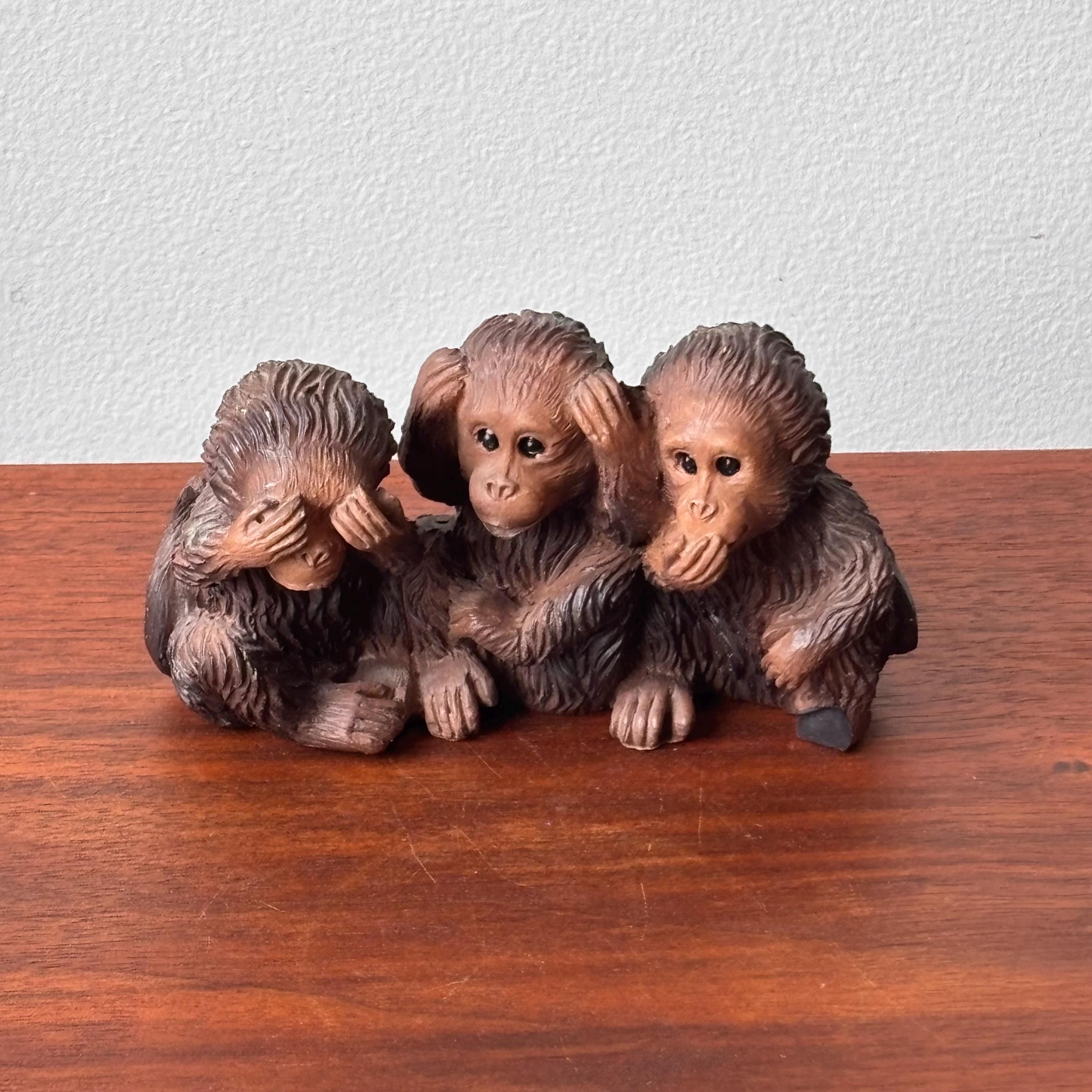 Vintage Resin Three Wise Monkeys Figurine: See No Evil - Etsy
