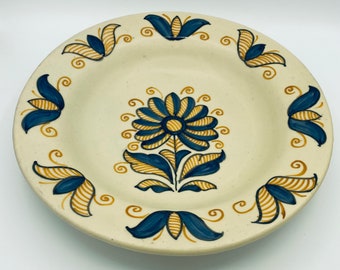 Vintage Spanish Talavera Pottery Plate: Large Hand-Painted Floral Folk Art