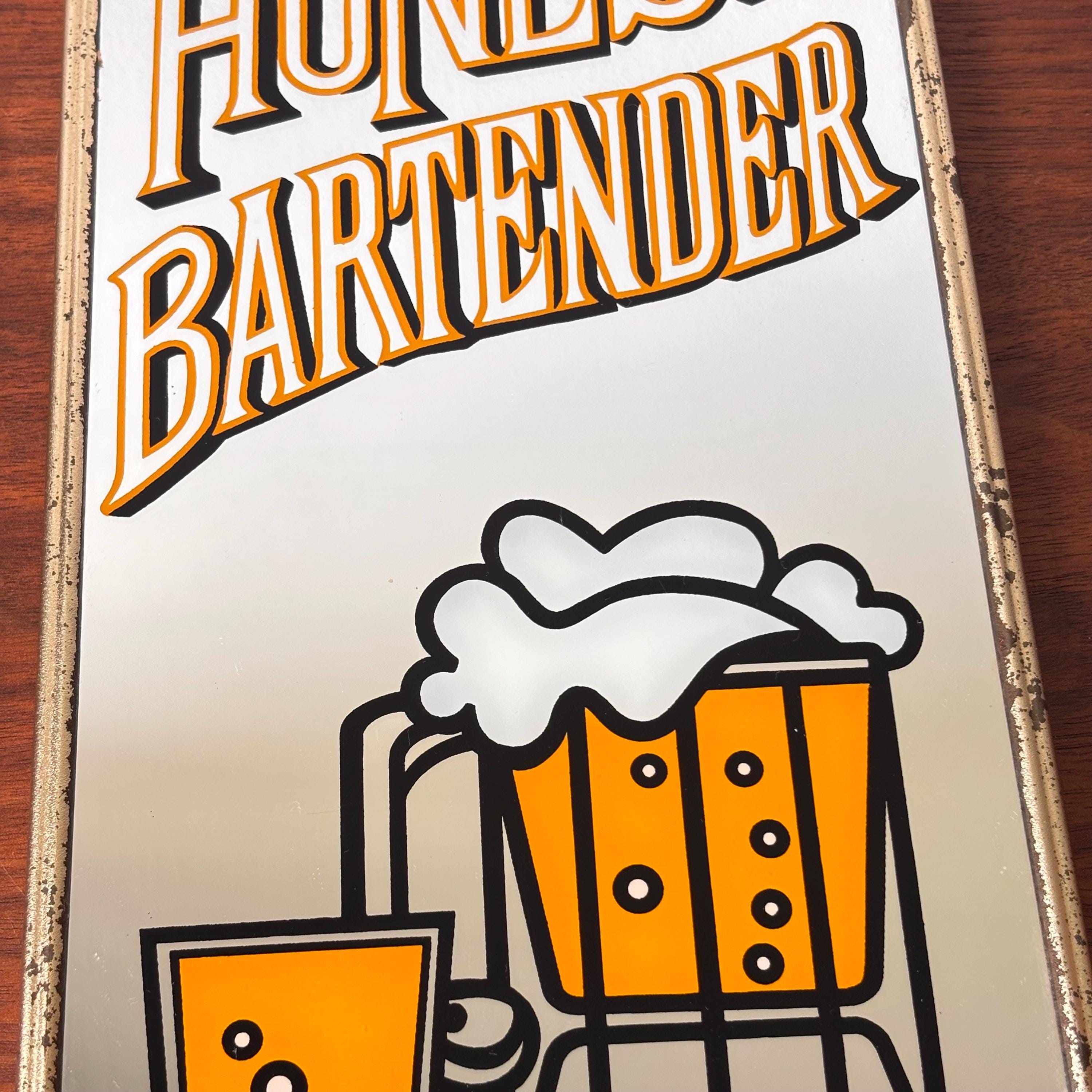 G*n様 HONEST BARTENDER WANTED パブミラー　レトロ Vintage “honest Bartender Wanted” Hanging Wall Mirror Bar Sign