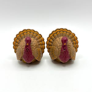 Vintage plastic kalkoenpeper- en zoutstel, tafeldecor voor Thanksgiving
