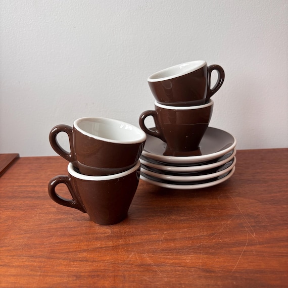 ￼Richard Ginnori ／イタリア　チョコレートカップandソーサー Vintage Richard Ginori Brown & White Italian Espresso Cup and