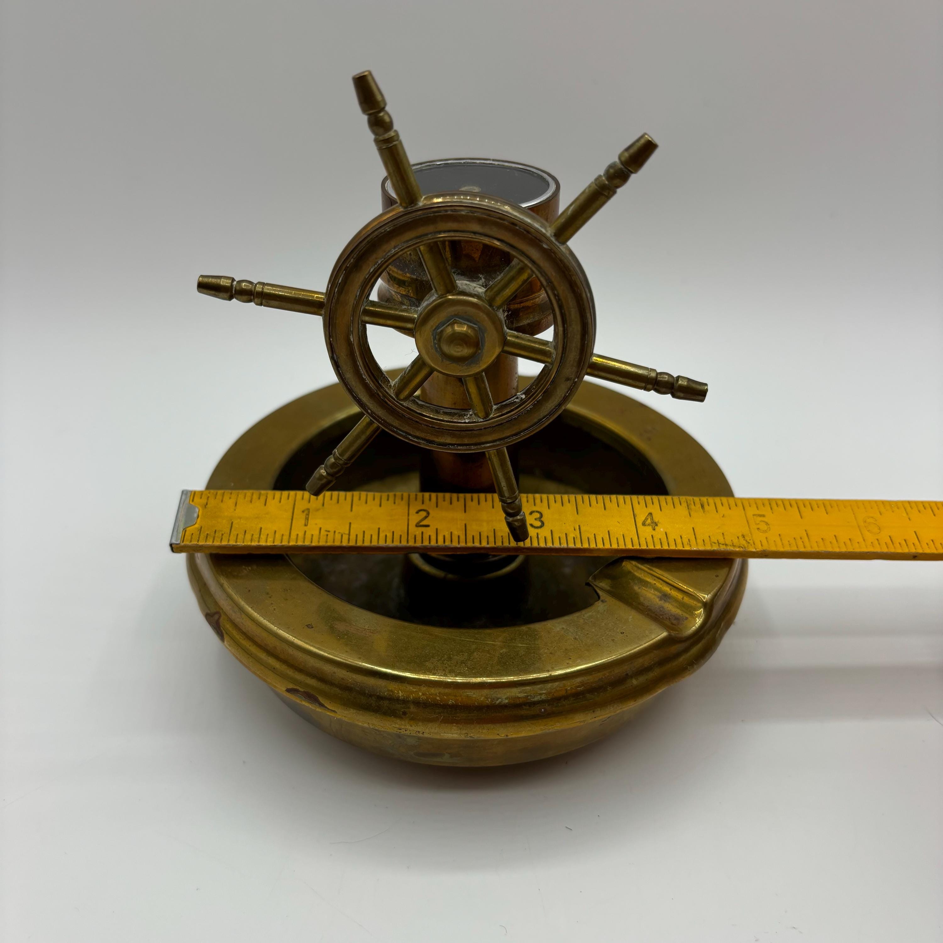 ヴィンテージ ノーティカル 真鍮 船の舵輪 灰皿：船長の小物入れ