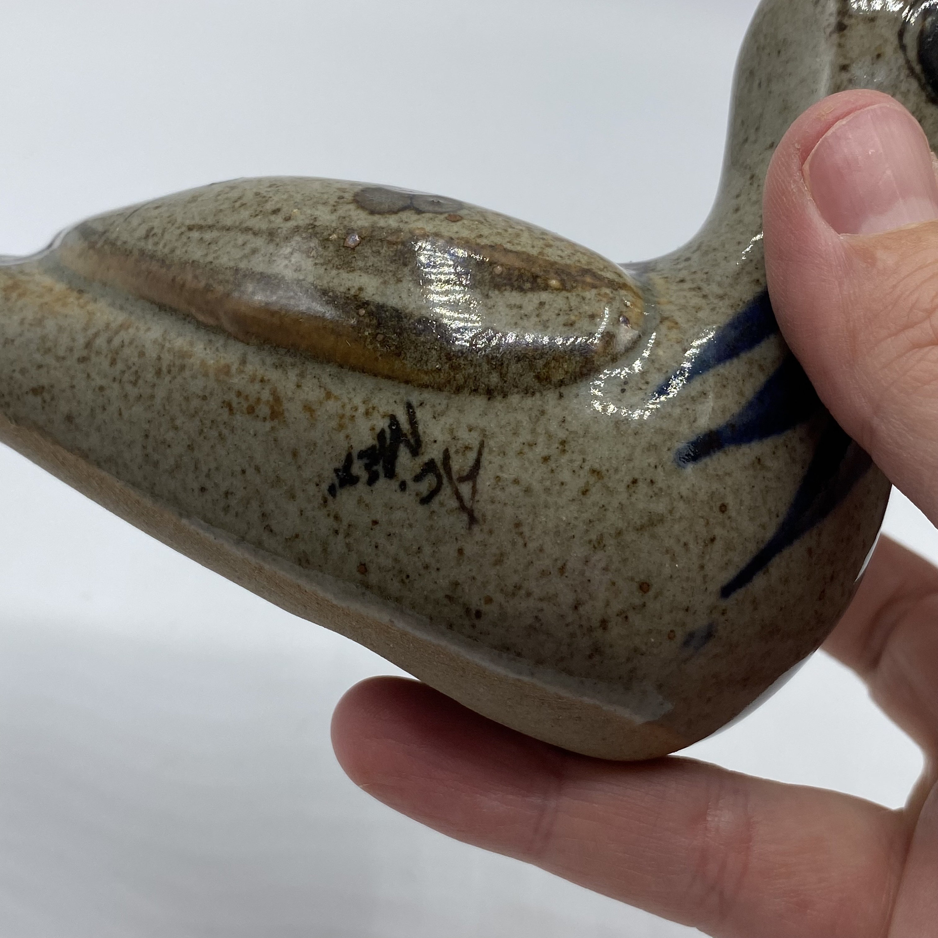 ヴィンテージ Tonala メキシコ アヒルの置物: 手描きの民芸品、署名