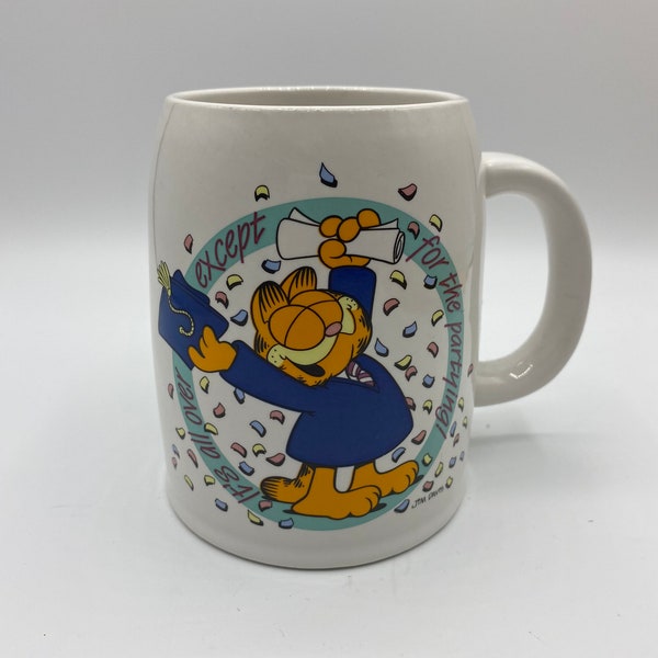 Vintage Garfield Mug,“it’s all over except for the partying”, Humour Mug Jim Davis