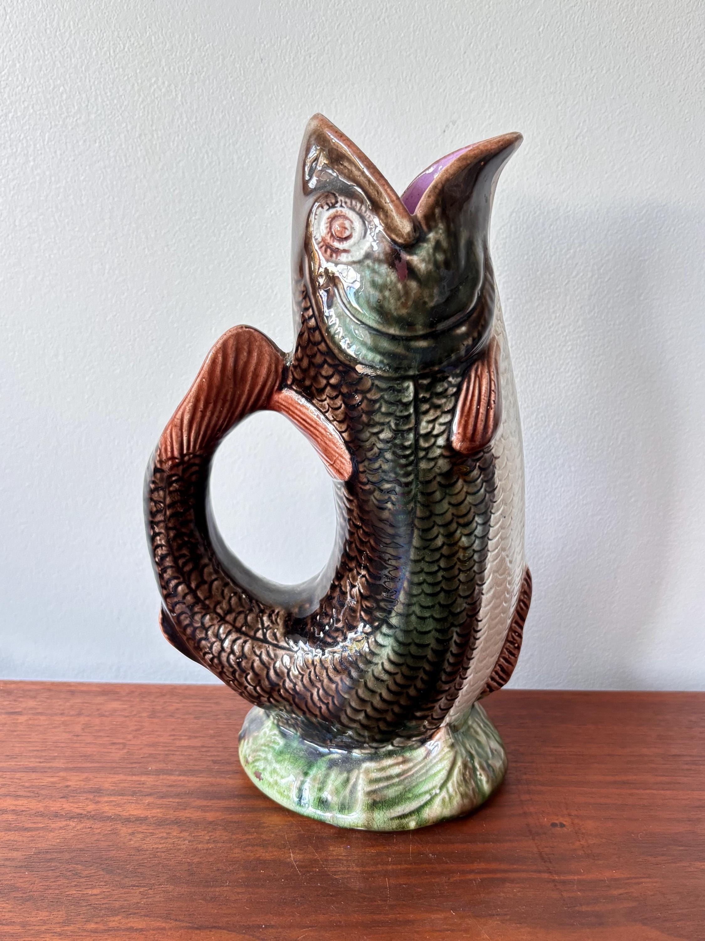 アンティークマジョリカ陶器 ゴロゴロ魚ピッチャー 9インチ - Etsy 日本