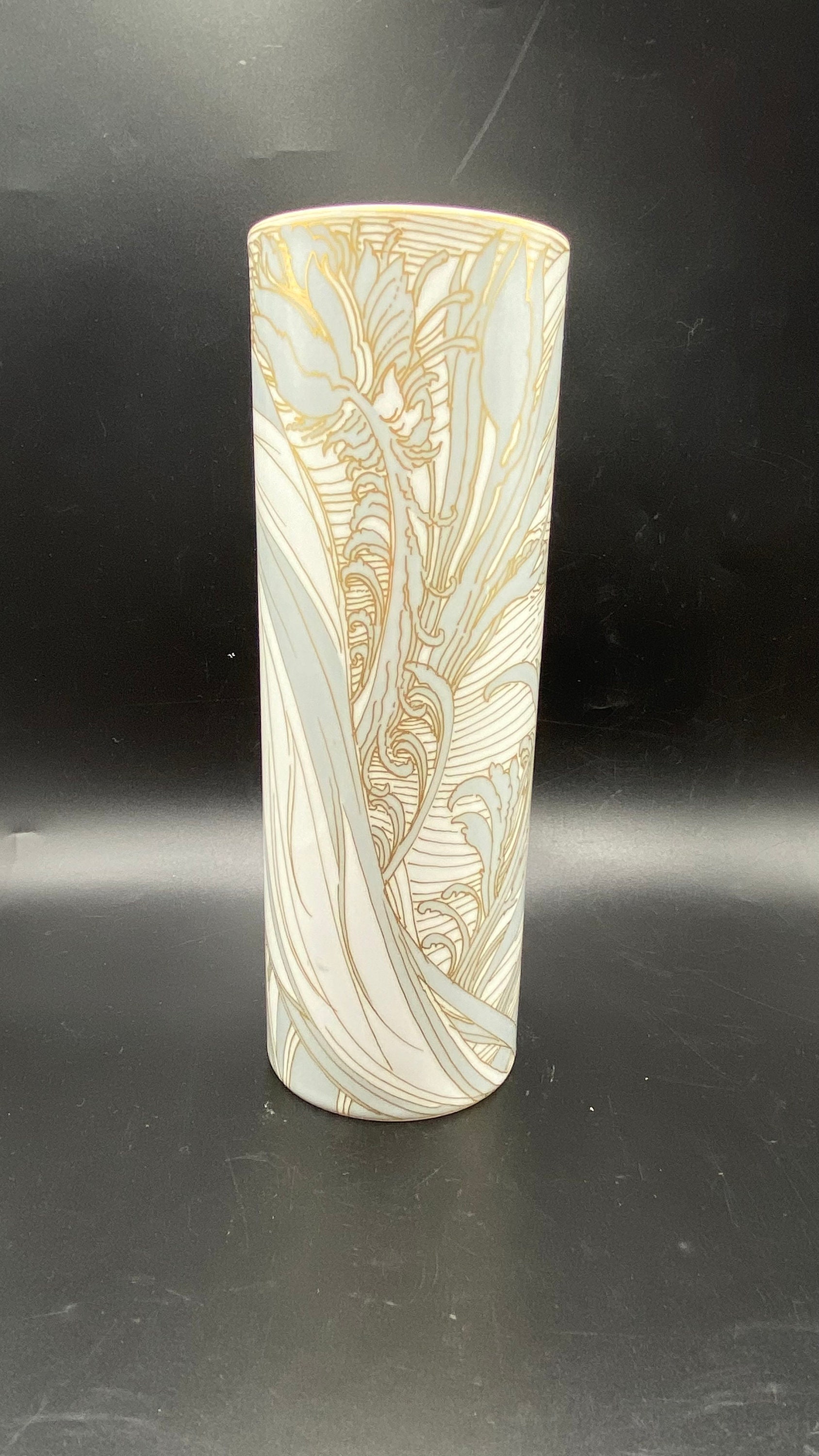 rosenthal studio line クリスタルフラワーベース Vintage Rosenthal Ernst Fuchs Art Deco Cylinder Vase: Silver