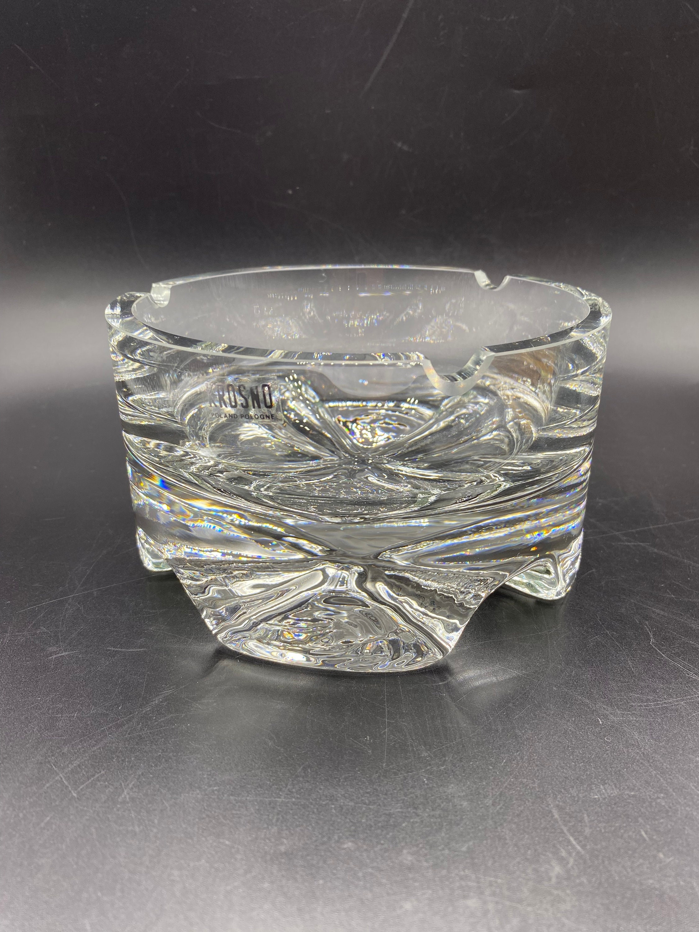 ヴィンテージ MCM クロスノ ポーランド クリスタル 灰皿ボウル：脚付き