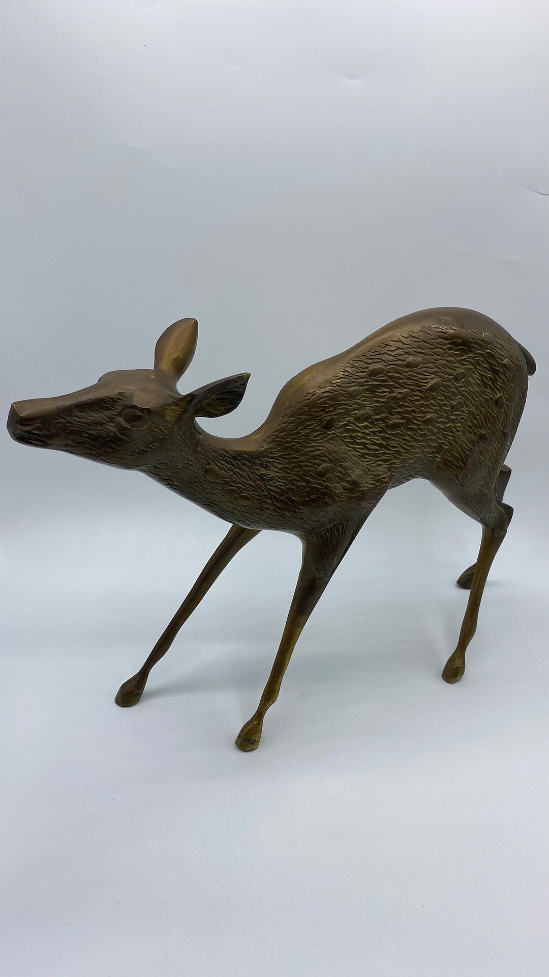 Vintage Large Brass Deer Doe Sculpture Figurine, Brass Home Decor