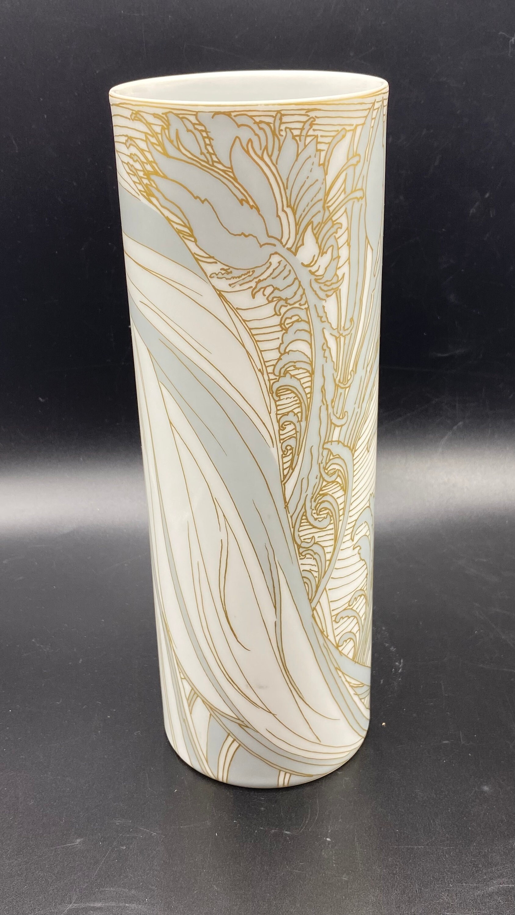 Vintage Rosenthal Ernst Fuchs Art Deco Cylinder Vase: Silver