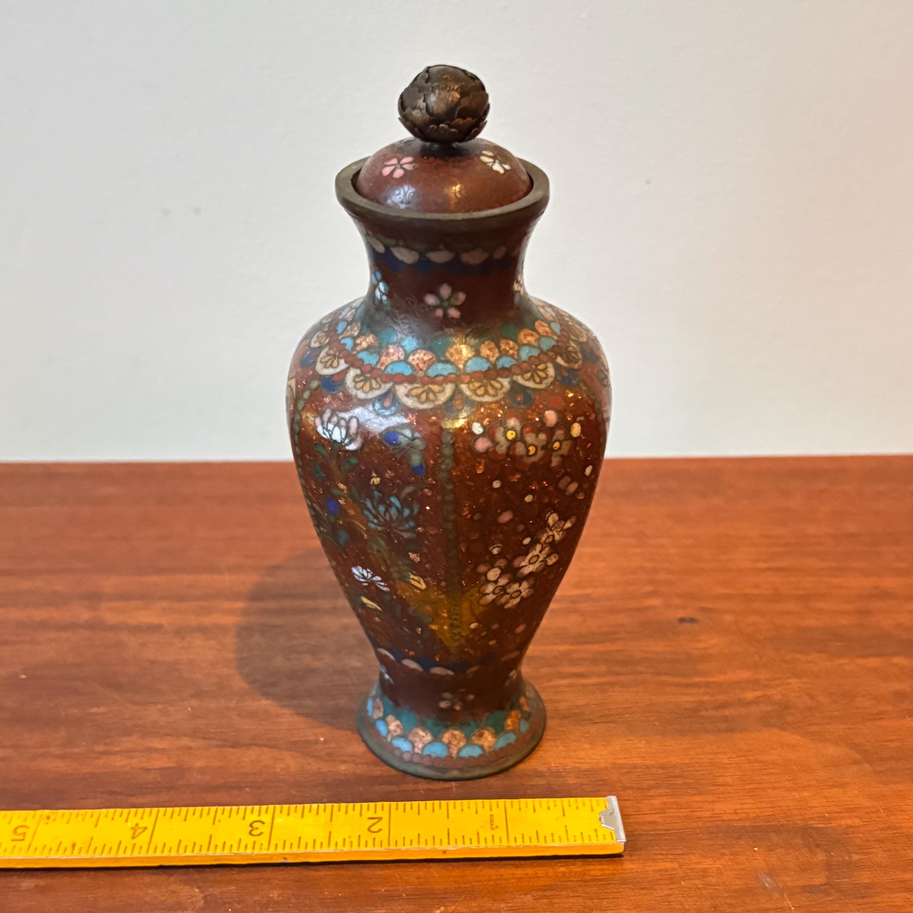 明治時代のヴィンテージ七宝焼きジンジャージャー花瓶 - Etsy 日本