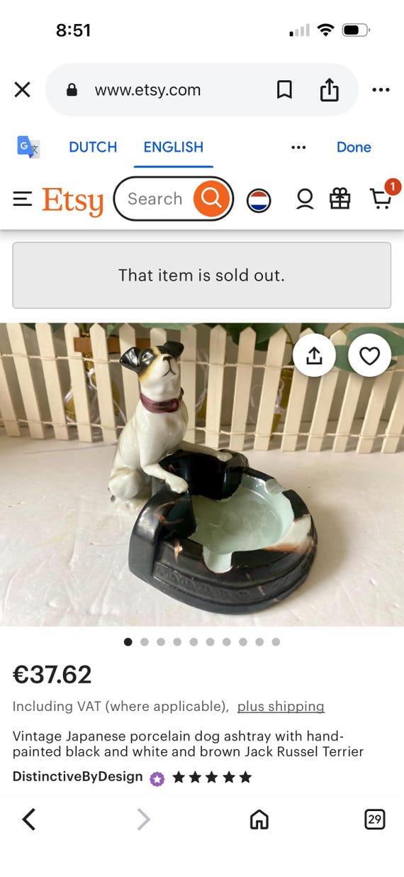 ヴィンテージ ハンドペイント ジャックラッセル犬用灰皿 トリコ