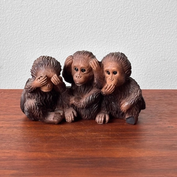 Vintage Resin Three Wise Monkeys Figurine: See No Evil - Etsy
