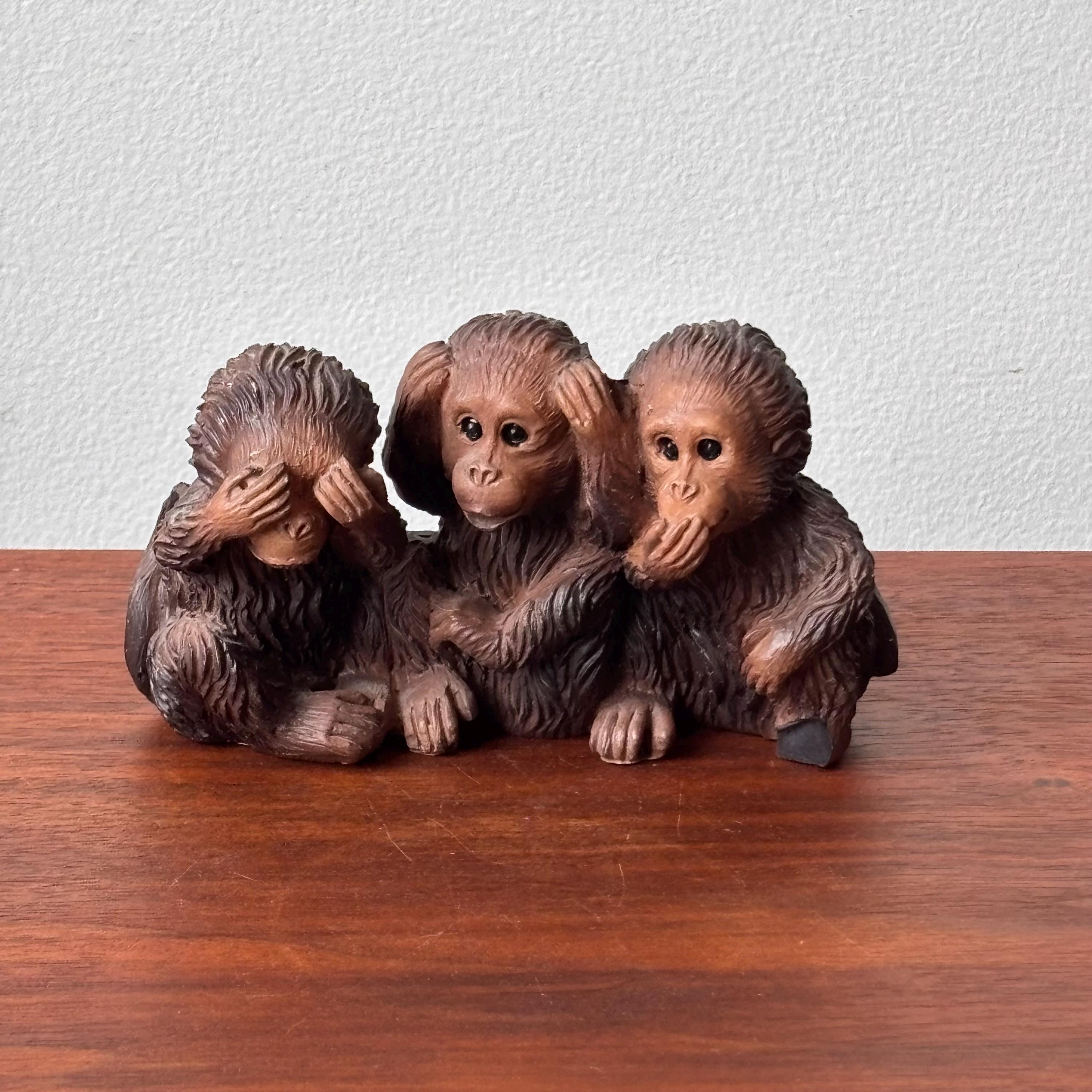 Vintage Resin Three Wise Monkeys Figurine: See No Evil - Etsy
