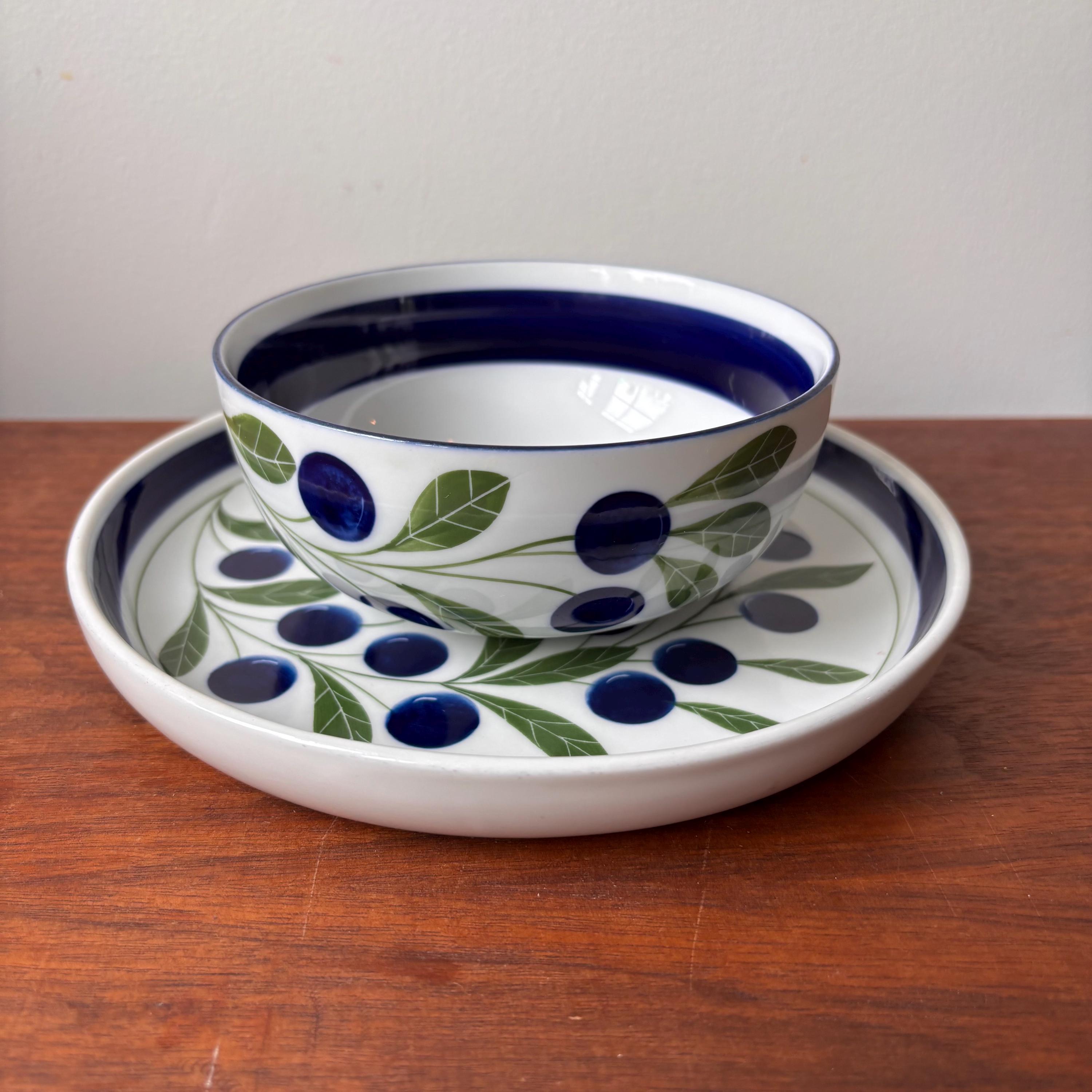 レア！Danskダンスクberriesベリーズ未使用6ピースセットブルーベリー Vintage Dansk Berries Blueberry Bowl and Plate Set, Sri Lanka