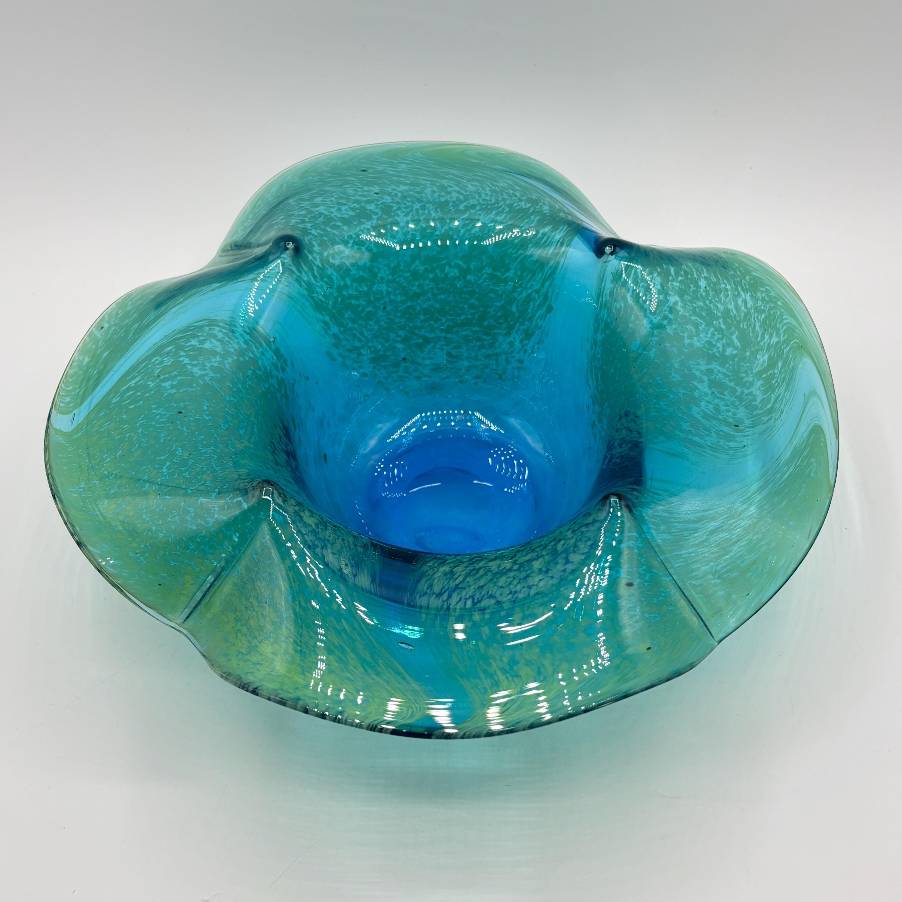 Large blue green glass bowl - Etsy 日本