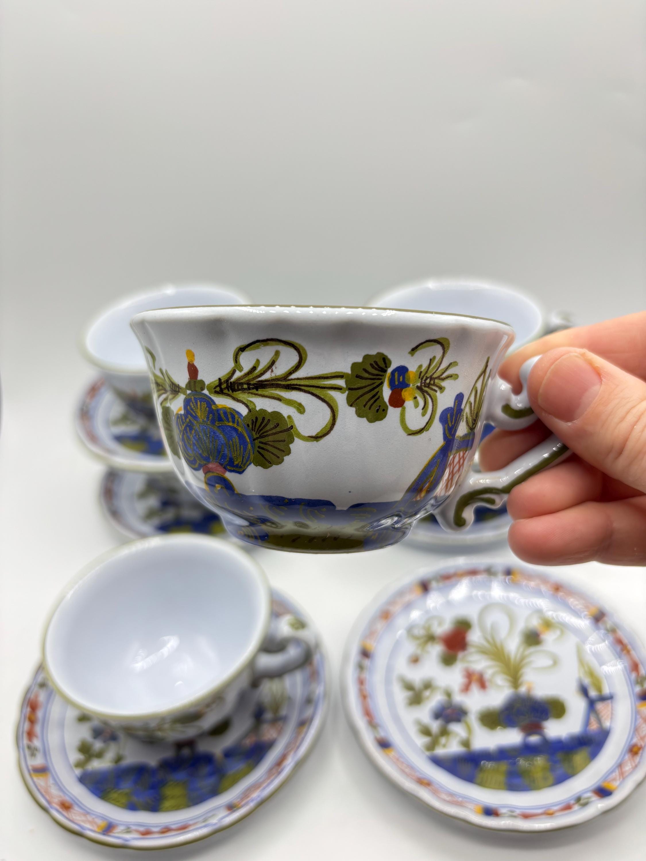 ヴィンテージ ファエンツァ陶器 コーヒーカップ＆ソーサーセット