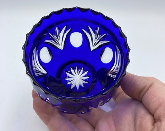 ヴィンテージ ボヘミアン コバルトブルー カット クリア クリスタル