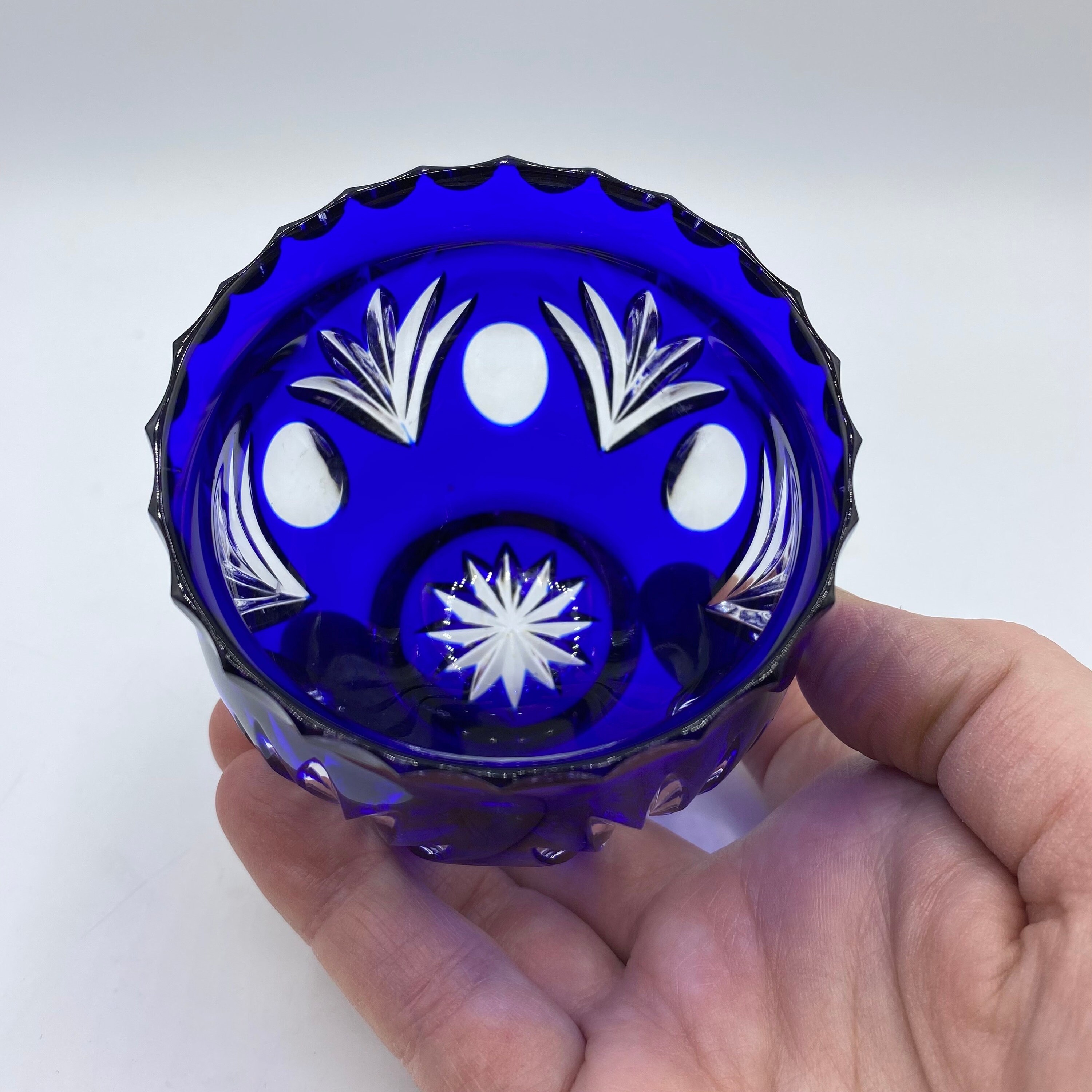 ヴィンテージ ボヘミアン コバルトブルー カット クリア クリスタル