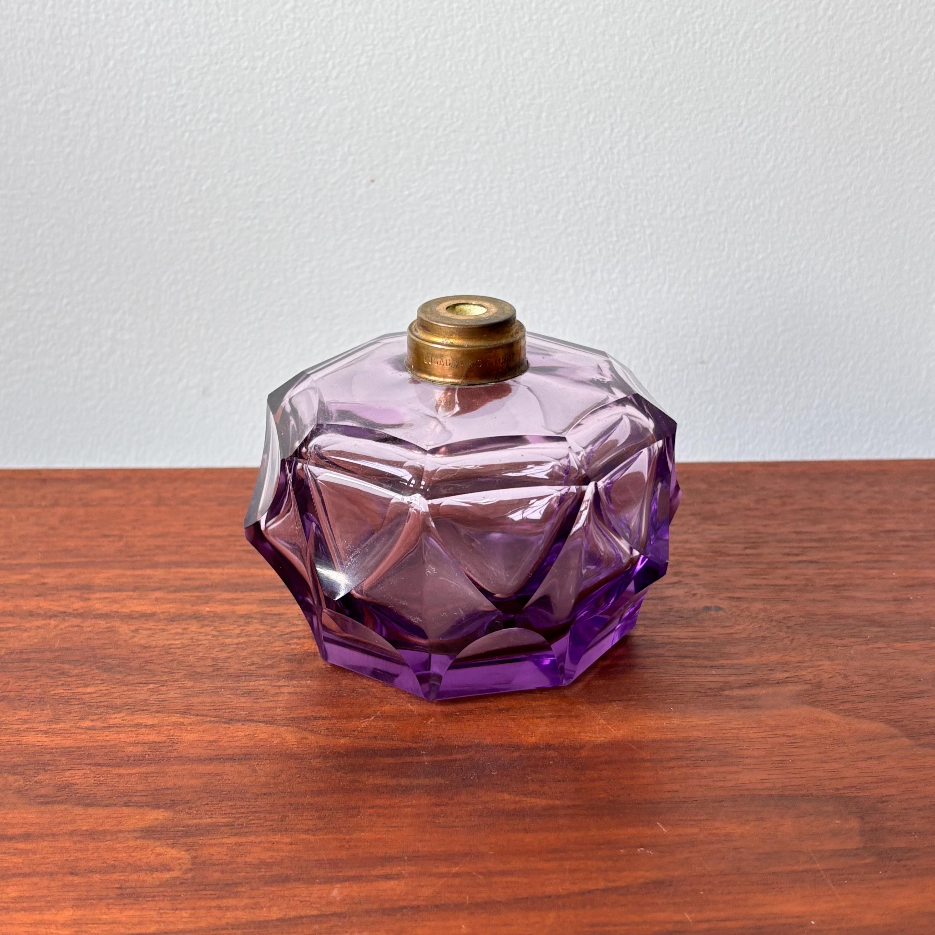 Vintage Art Deco Purple Paris France Glass Decanter Perfume Bottle