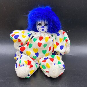 Vintage Q-tee Clown Sand Doll With Soft Teal Blue Hair and