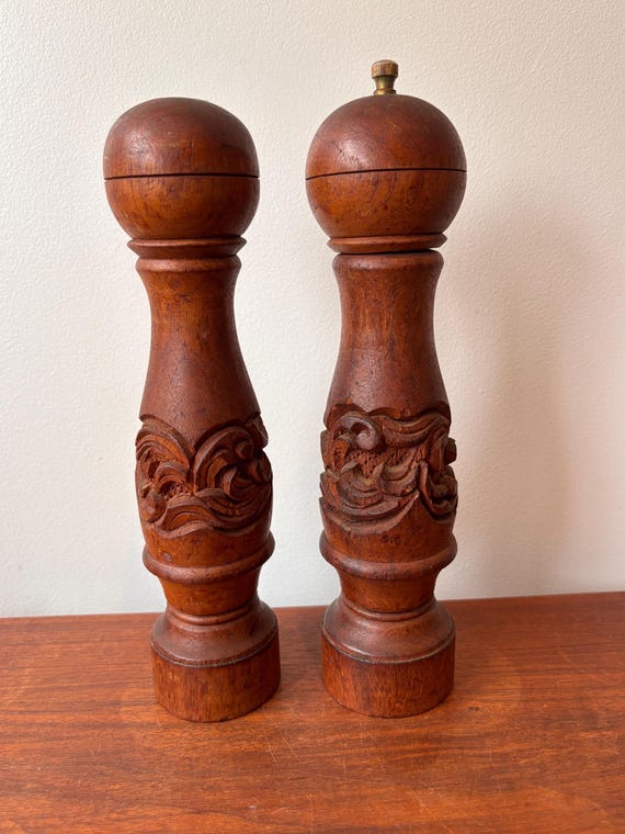 デンマーク 木製 ビンテージ ソルト＆ペッパーミルセット アンティーク