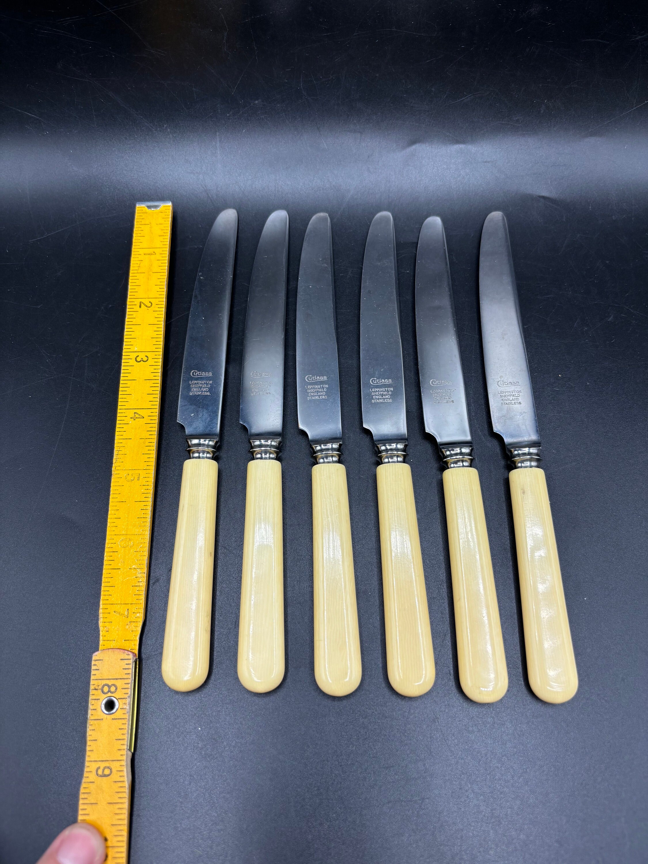 Vintage Cutlass Leppington Sheffield England Faux Bone Handle Butter Knife Set of 6 Sheffield England Etsy
