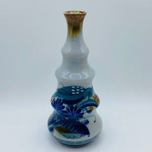 Jarrón de cerámica de arte popular mexicano vintage: pájaro pintado a mano, estilo Ken Edwards (21,8 cm)