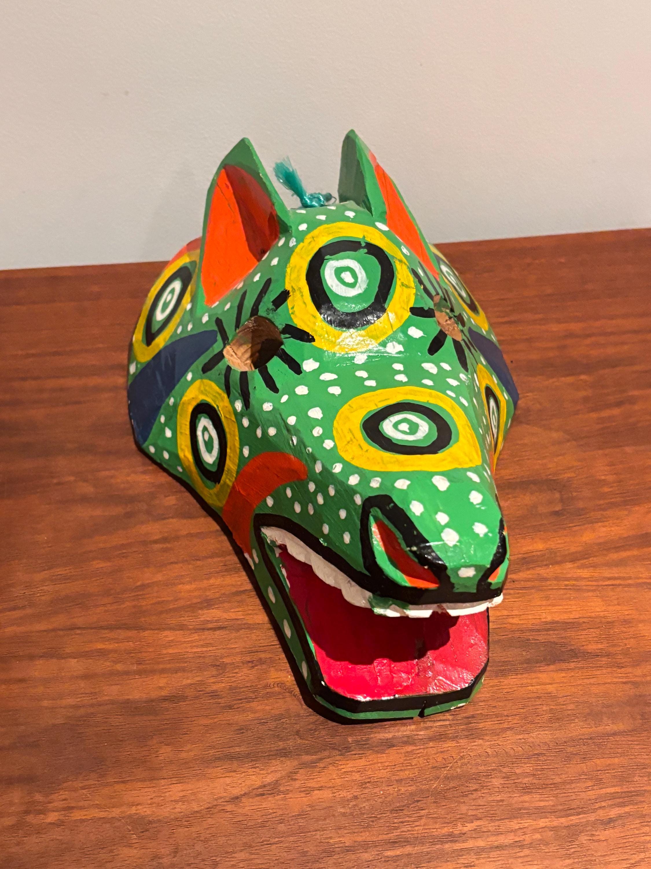 Vintage Folk Art Wood Carved Dog Guatemala Mask - Etsy