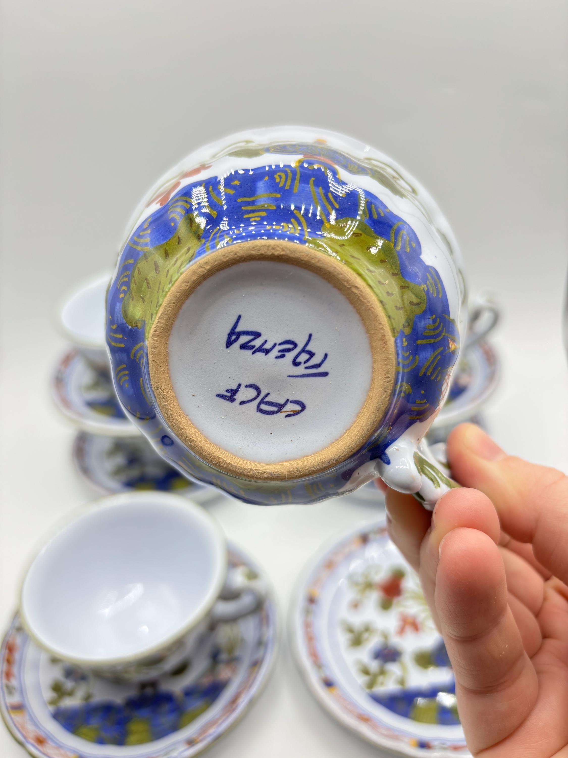 ヴィンテージ ファエンツァ陶器 コーヒーカップ＆ソーサーセット