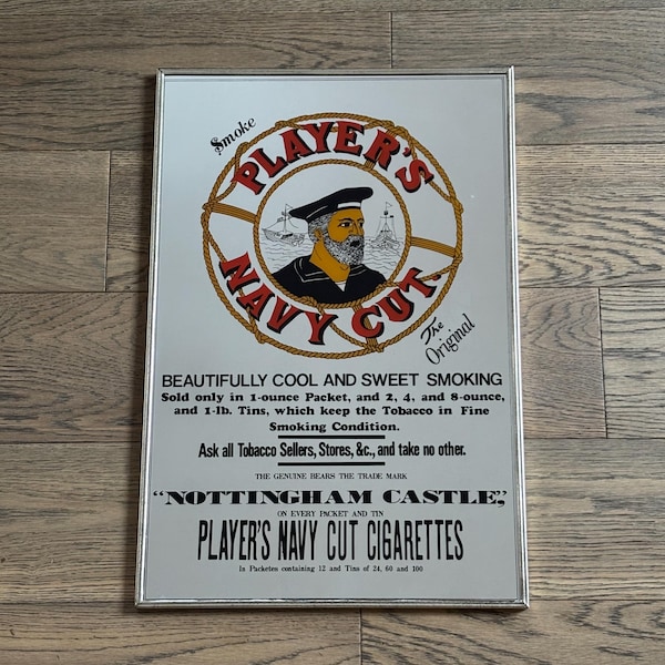 Vintage Player’s Navy Cut Cigarettes Tobacco Framed Advertising Mirror Sign