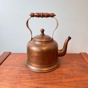 Bouilloire théière en cuivre Northcraft vintage avec manche en bois, bouilloire en cuivre fabriquée à Taïwan