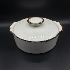 Vintage LifeStyle JG Meakin weiß gesprenkelte Steingut runde Auflaufform Backform 9 &quot;&quot;