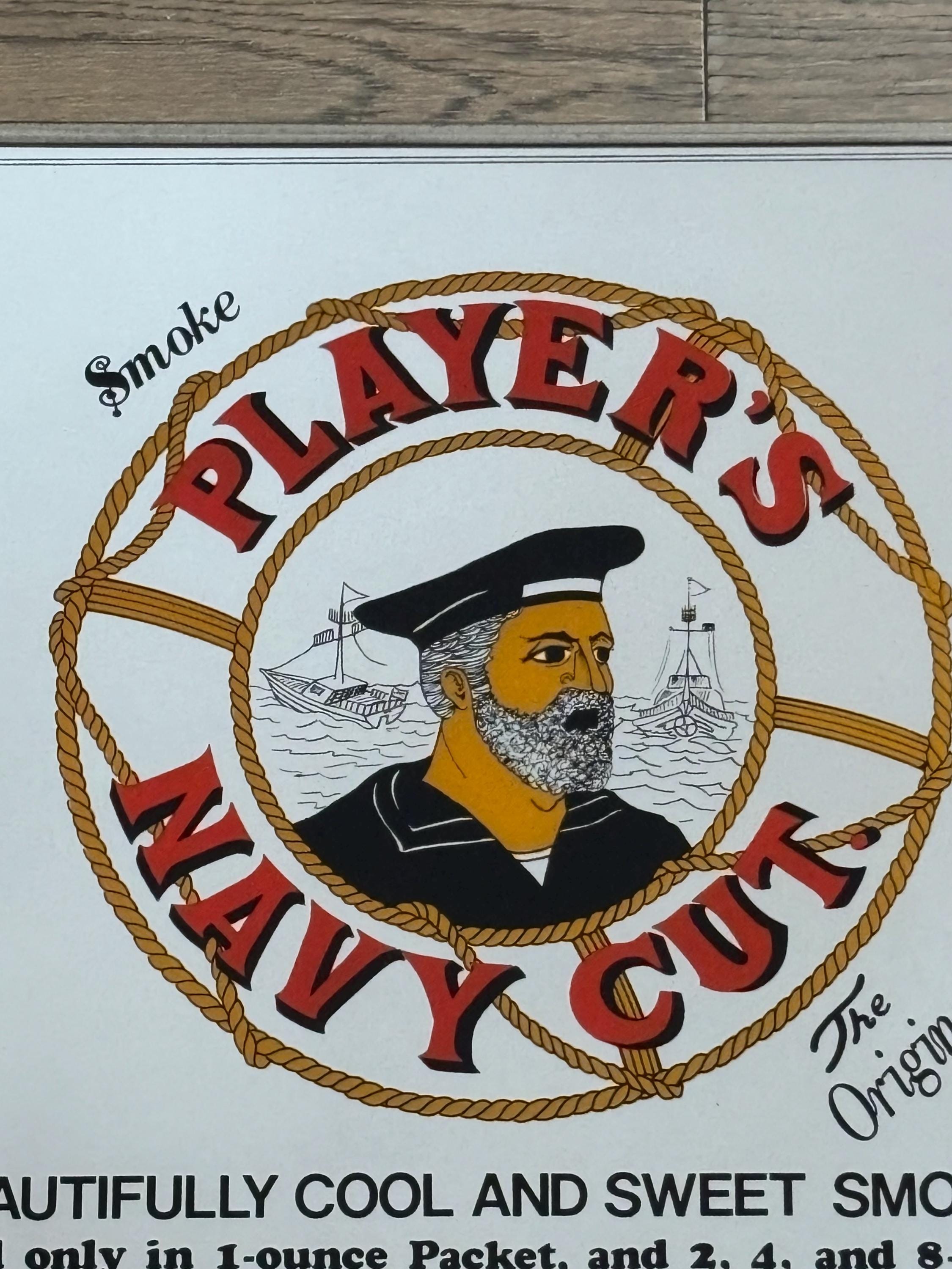 Vintage Player's Navy Cut Cigarettes Tobacco Framed Advertising Mirror Sign 