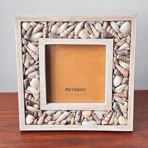 Vintage Beach Sea Shell Pier 1 Imports Picture Photo Frame, Beach Cottage Decor