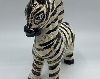 【楽天スーパーセール】 Vintage Lefton Zebra Fleck Gold White and Black Ceramic アンティーク雑貨