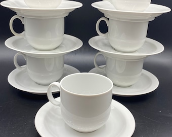 Tazze E Piattini Bianchi Con Bordo Blu Set Di 6 Tazze Da Tè Con