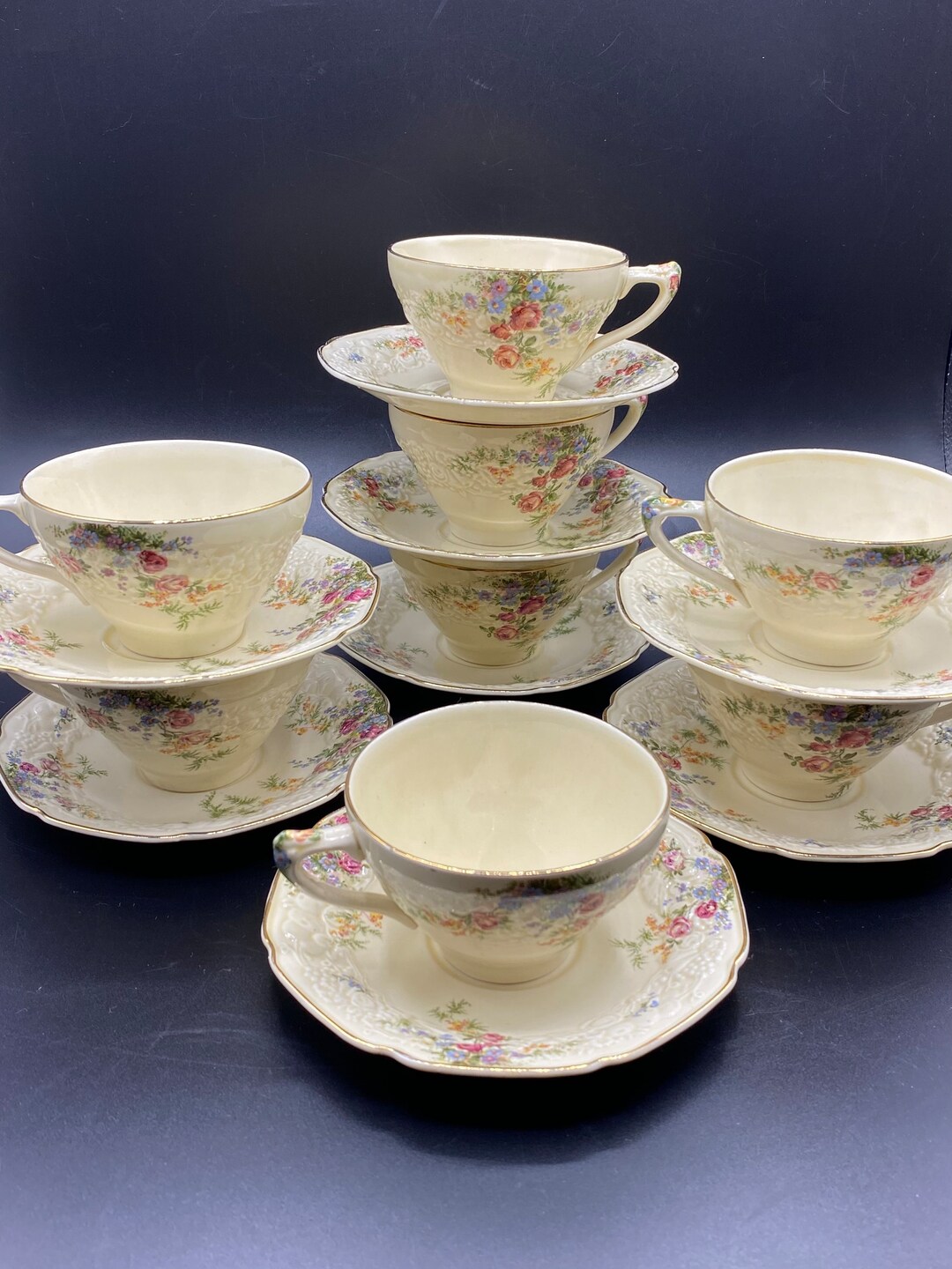 Vintage Crown Ducal Florentine Tea Cup and Saucer rosalie England Etsy UK